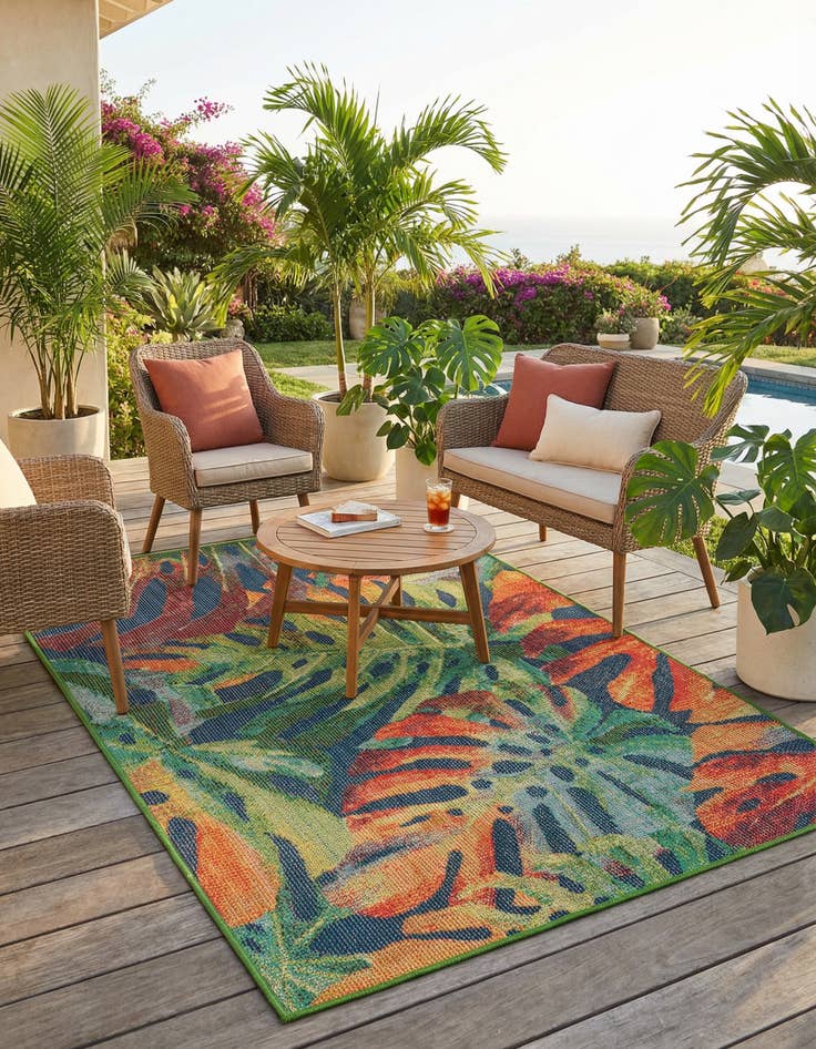 Detail image of 4' 1 x 6' 1 Washable Baja Indoor / Outdoor Rug