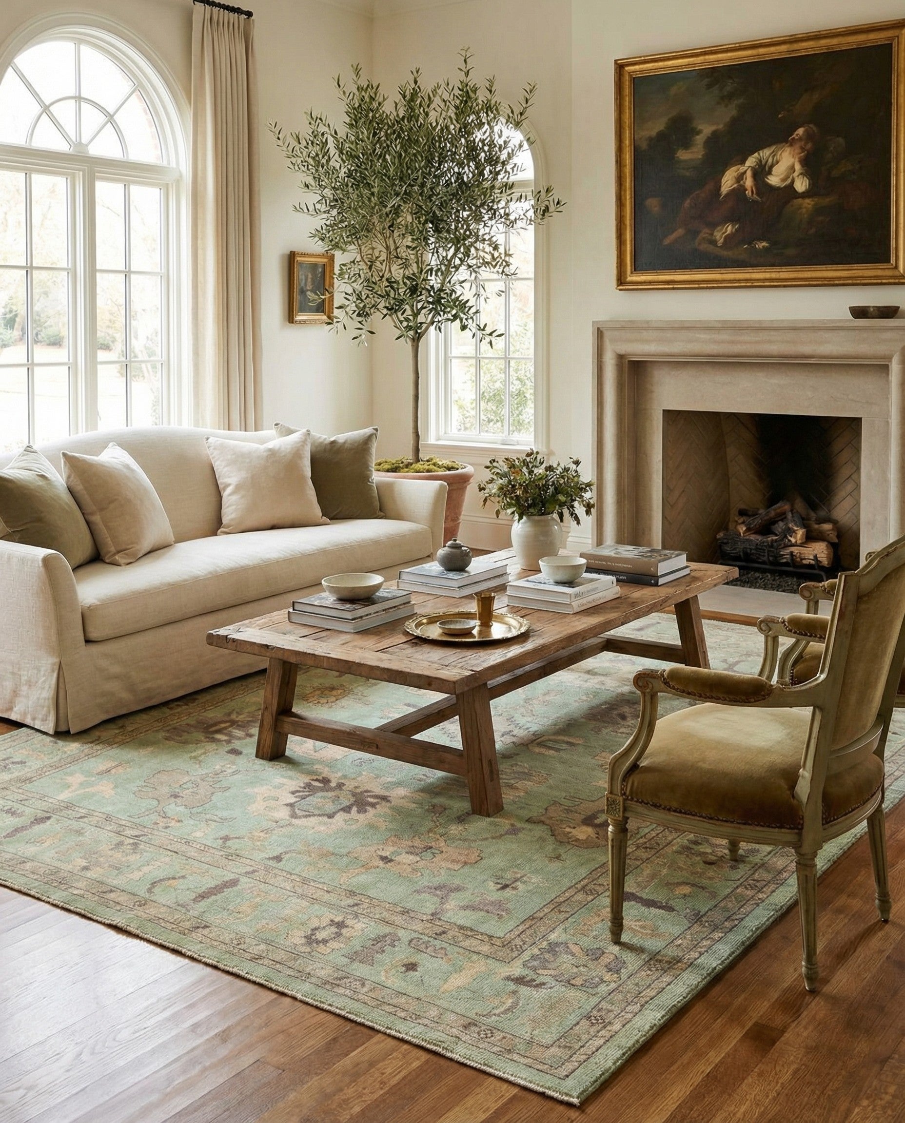 8' 1 x 9' 11 Hand Knotted Oushak Wool Rug