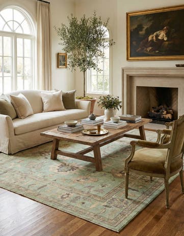 8' 1 x 9' 11 Hand Knotted Oushak Wool Rug