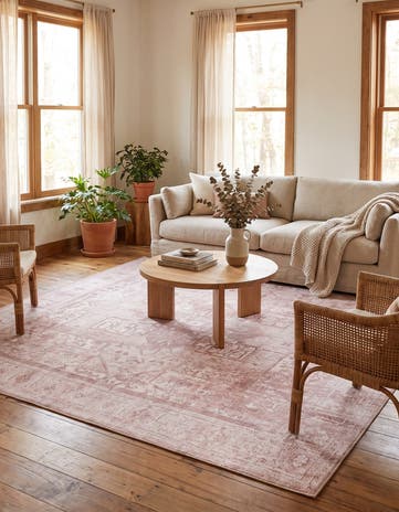 Beige Washable Timeless Square Rug
