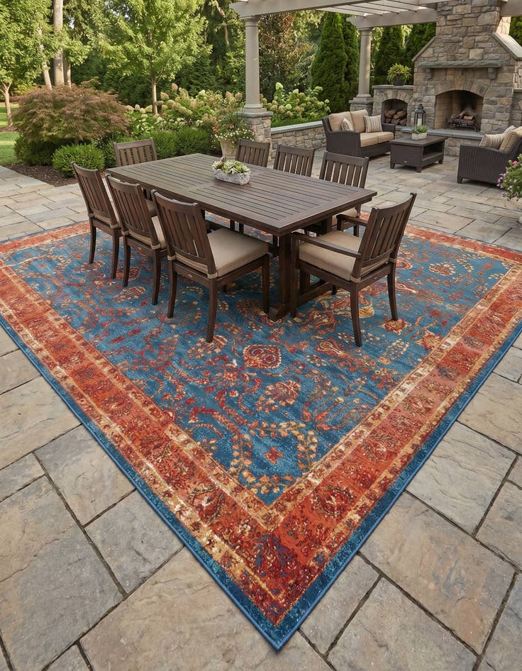 Detail image of 10' x 10' Easy-Clean Traditional Indoor / Outdoor Square Rug