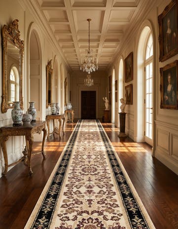 Ivory Tabriz Design Runner Rug