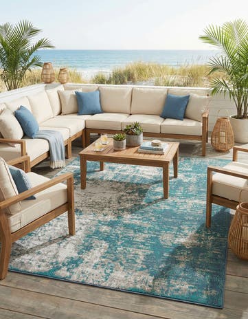 7' 10 x 10' Easy-Clean Coastal Indoor / Outdoor Rug