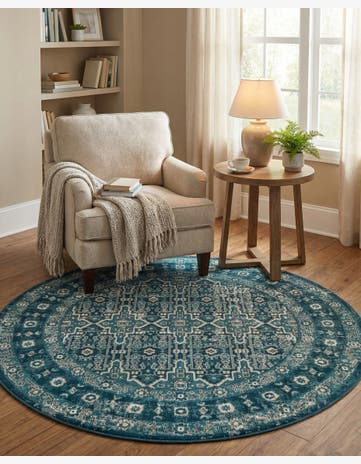 Blue Lucerne Round Rug