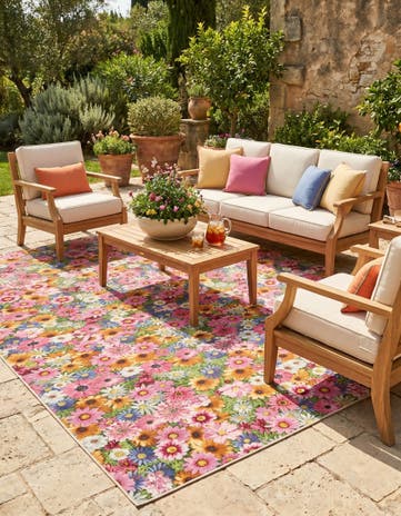 10' x 13' Easy-Clean Botanical Indoor / Outdoor Rug