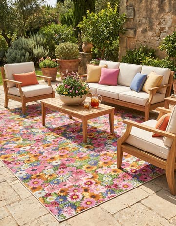 10' x 13' Easy-Clean Botanical Indoor / Outdoor Rug