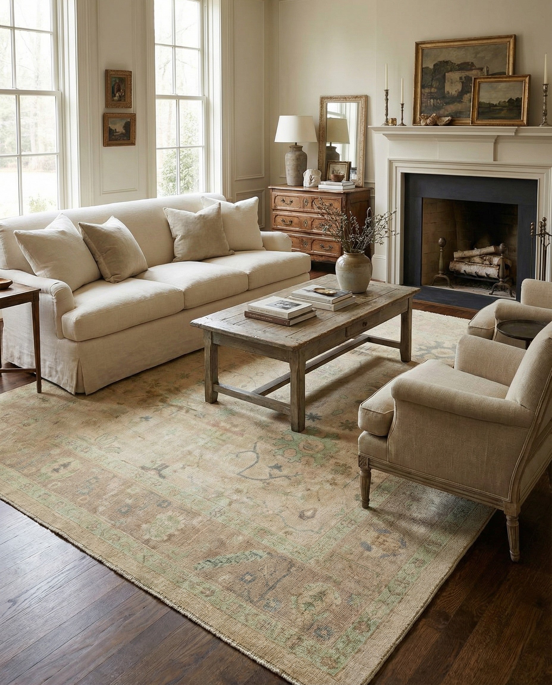 Primary image  8' 4 x 9' 7  Hand Knotted Oushak Wool Rug