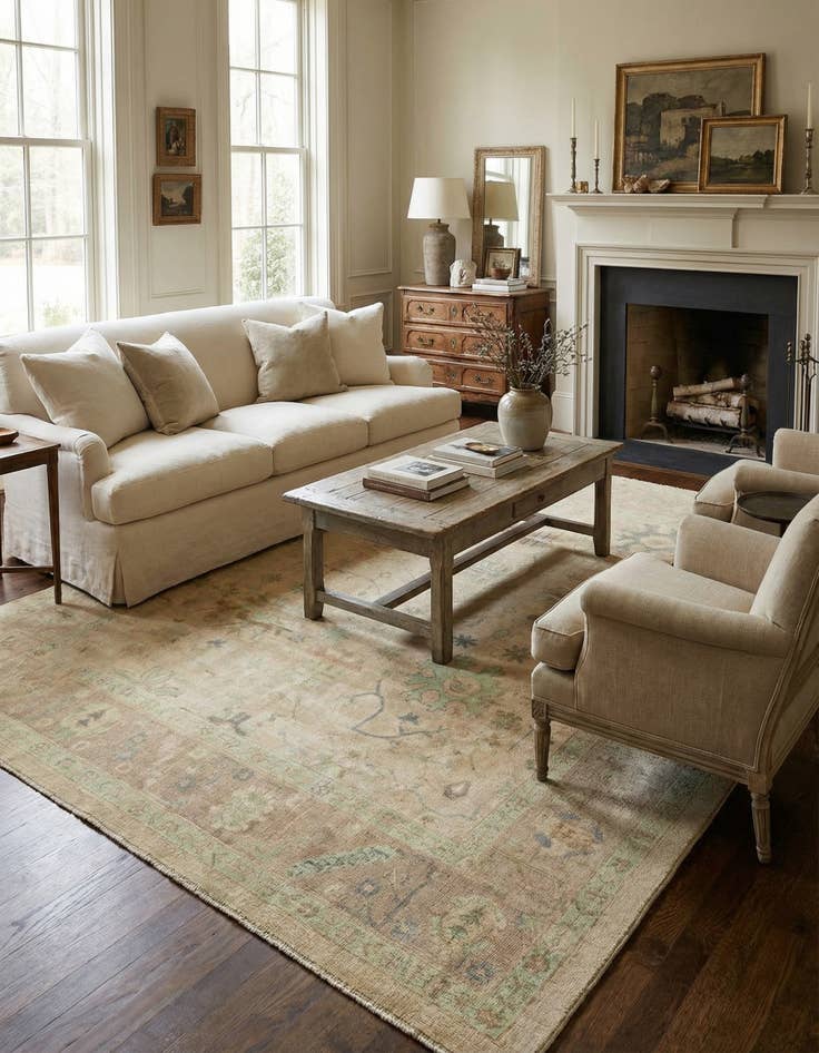 Detail image of 8' 4 x 9' 7 Hand Knotted Oushak Wool Rug