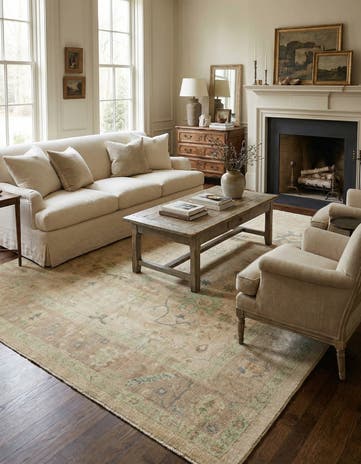 8' 4 x 9' 7 Hand Knotted Oushak Wool Rug