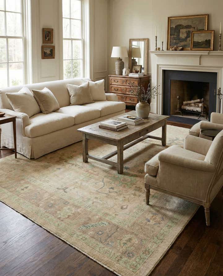 8' 4 x 9' 7 Hand Knotted Oushak Wool Rug