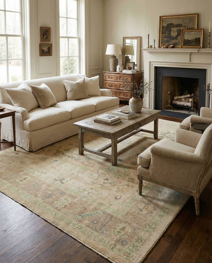 Detail image of 8' 4 x 9' 7 Hand Knotted Oushak Wool Rug