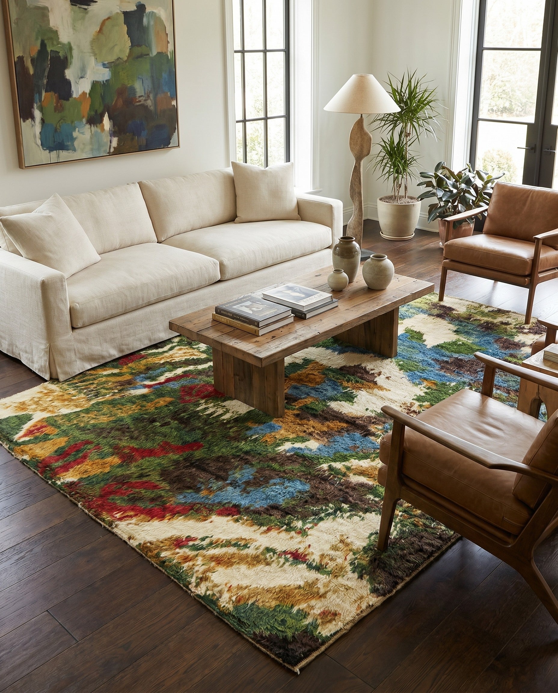 5' 10 x 7' 5 Hand Knotted Darya Wool Square Rug