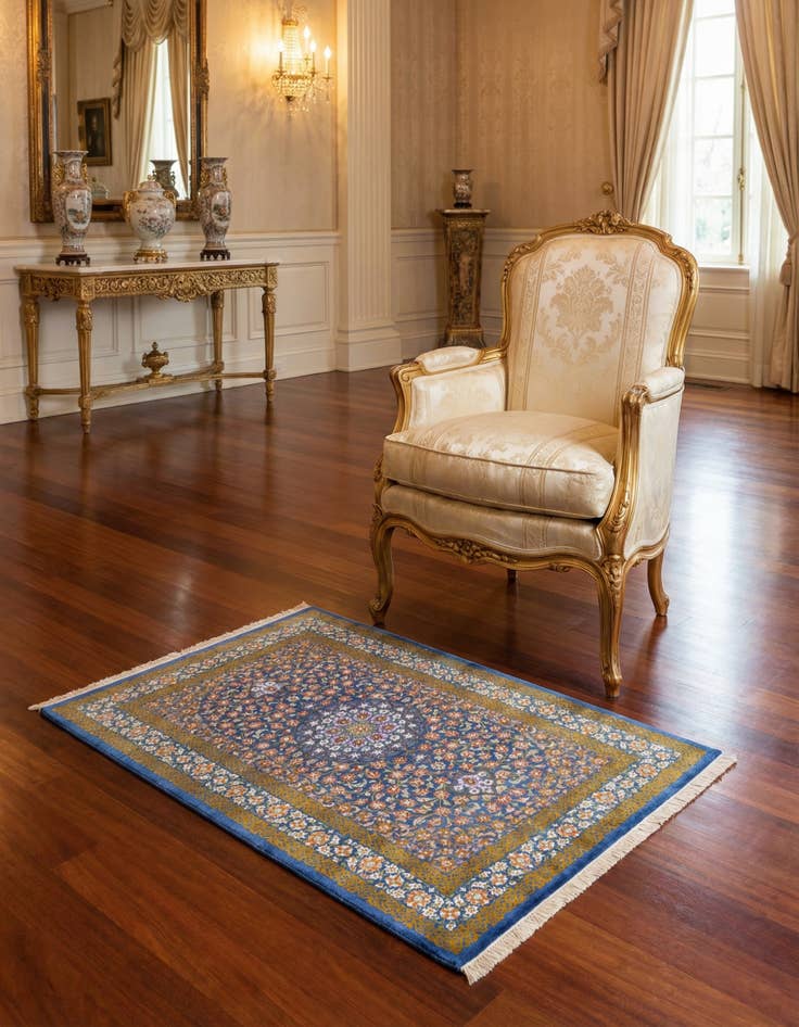 Detail image of 2' 7 x 4' 2 Ghom Silk Rug