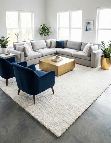 White Solid Shag Rug