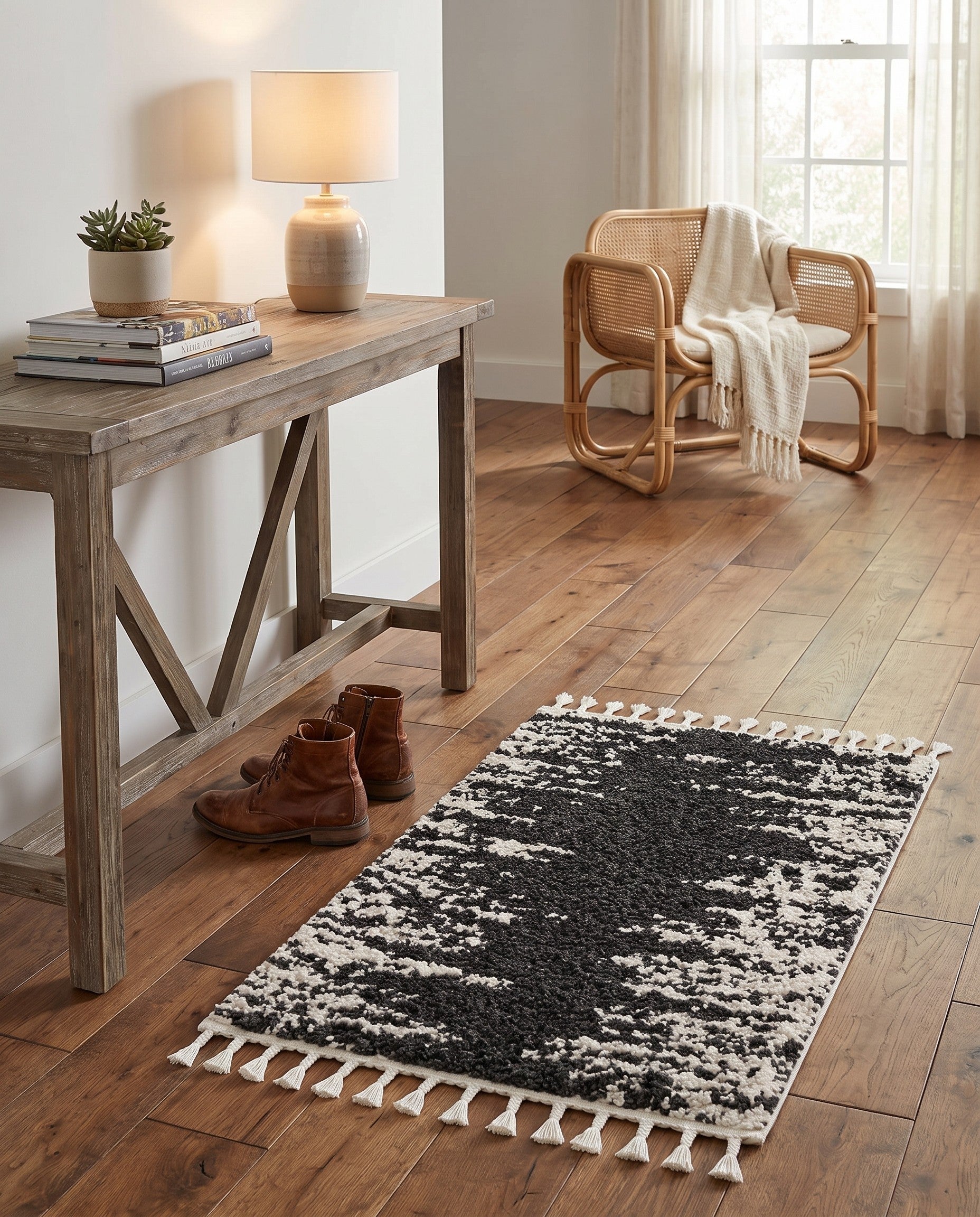 Black and White Serenity Shag Rug