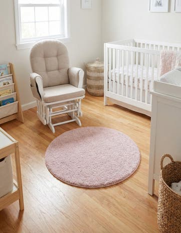Pink Soft Solid Shag Round Rug