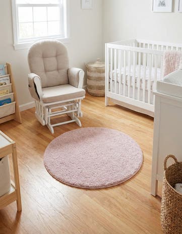 Pink Soft Solid Shag Round Rug