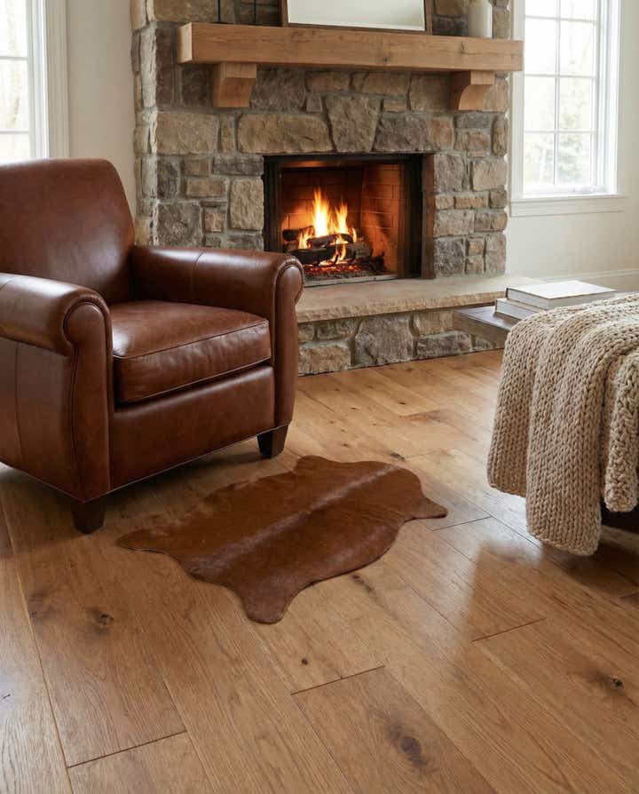 1' 8 x 2' 7 Cowhide Leather Rug