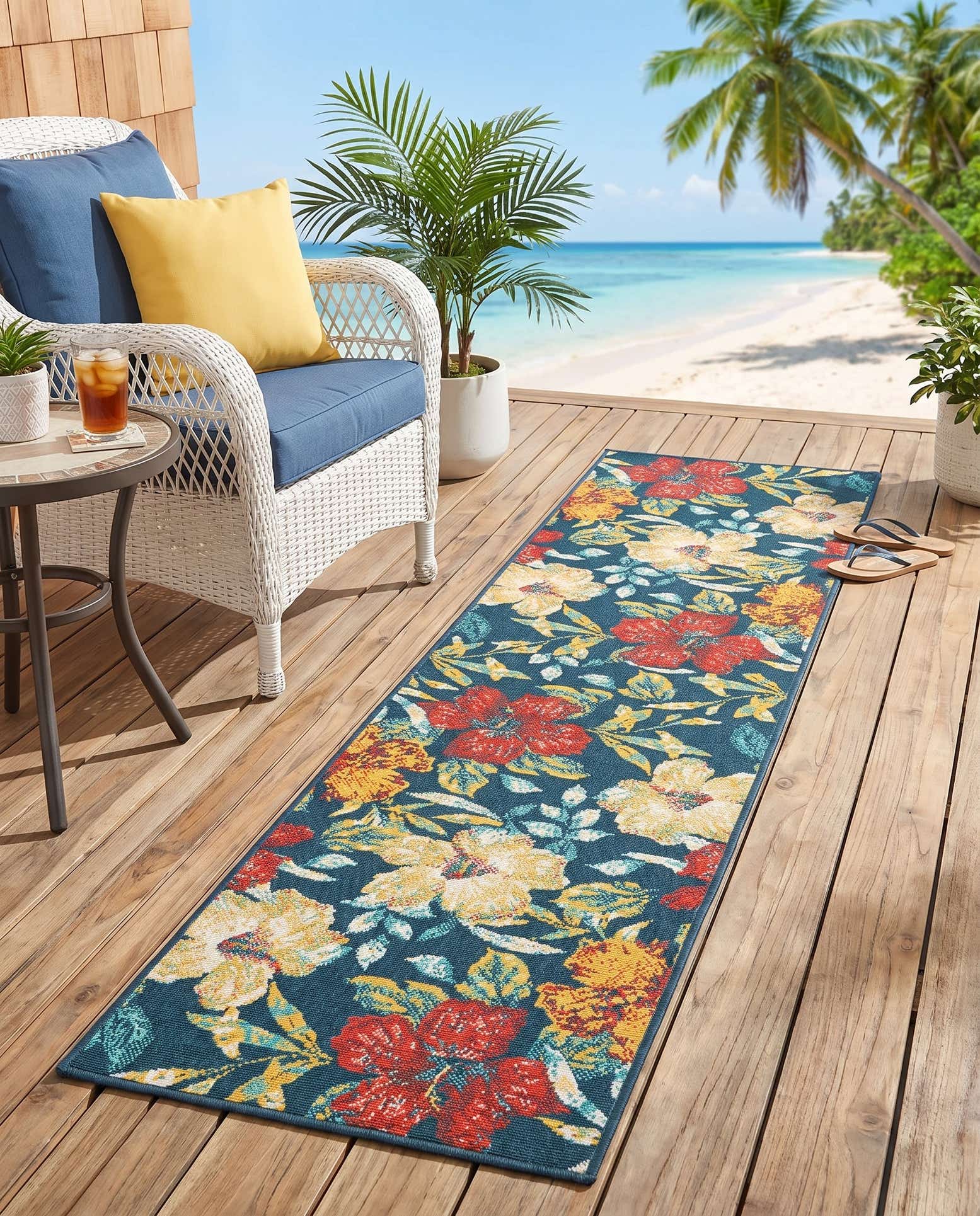 2' x 8' Easy-Clean Coastal Indoor / Outdoor Runner Rug