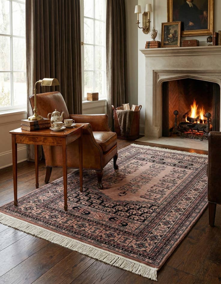 Detail image of 4' 1 x 6' Hand Knotted Bokhara Oriental Wool Rug