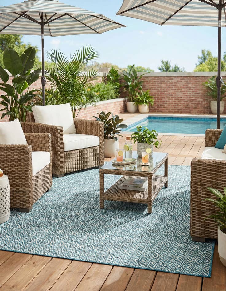 Detail image of 7' x 10' Easy-Clean Lattice Indoor / Outdoor Rug