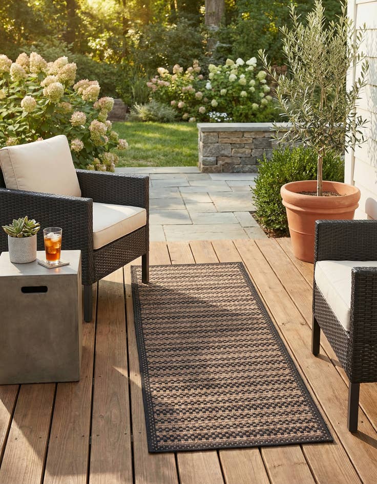 Detail image of 2' 2 x 6' Washable Border Indoor / Outdoor Runner Rug