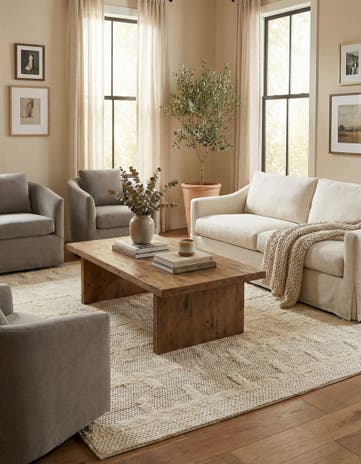 Ivory Hand Woven Lana New Zealand Wool Square Rug