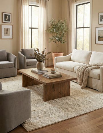 Ivory Hand Woven Lana New Zealand Wool Square Rug