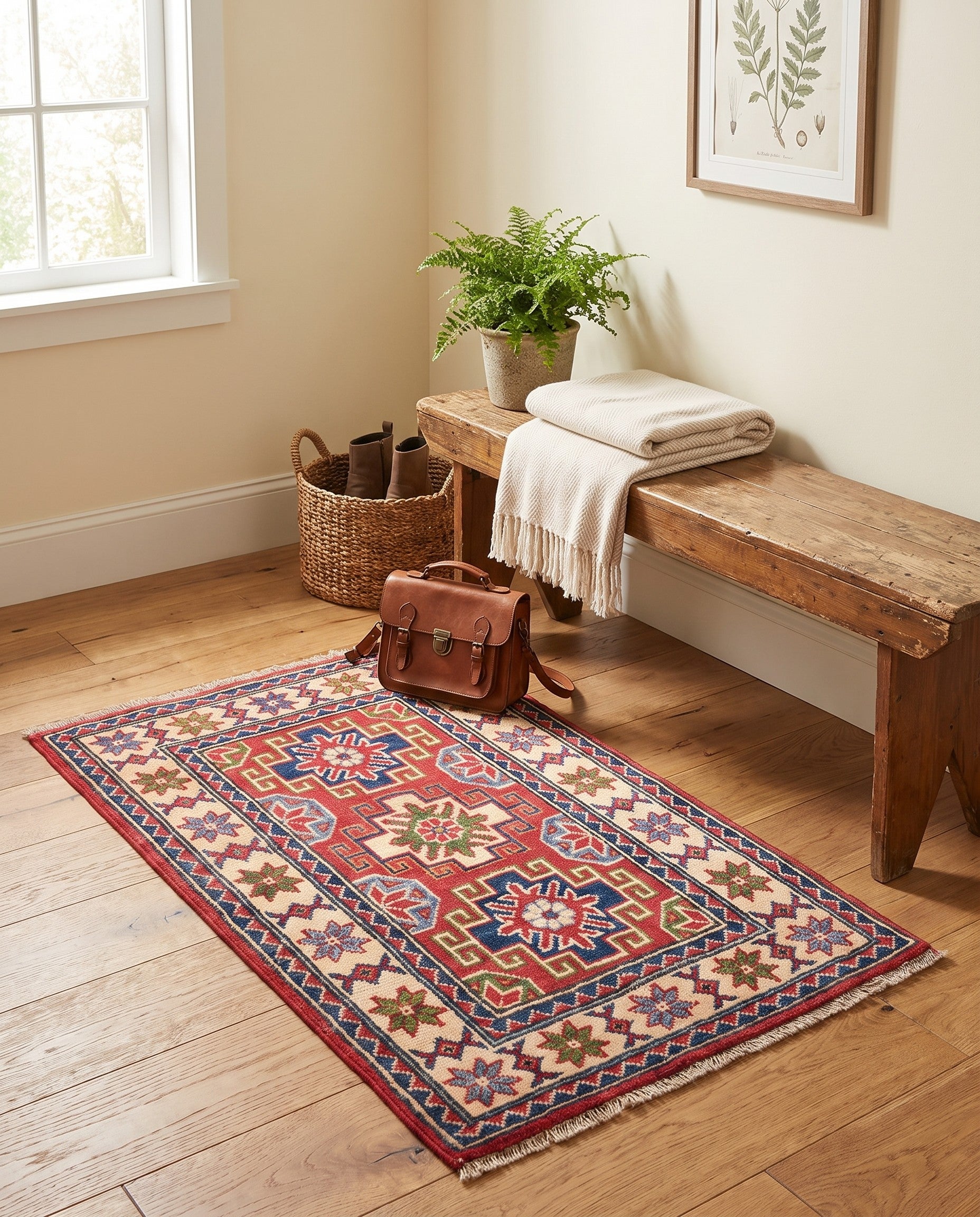 1' 11 x 3' 1 Hand Knotted Kazak Rug