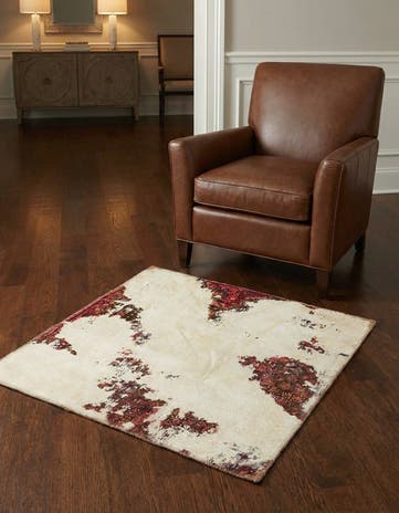 3' x 3' 8 Hand Knotted Ultra Vintage Persian Wool Square Rug