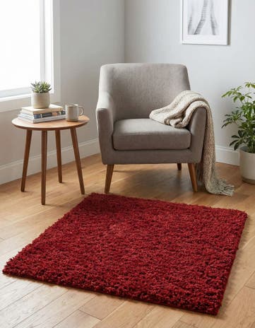 Cherry Red Everyday Shag Square Rug