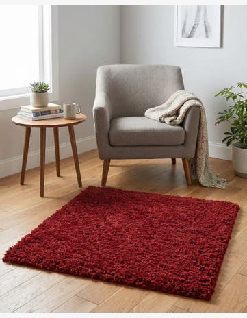 Cherry Red Everyday Shag Square Rug