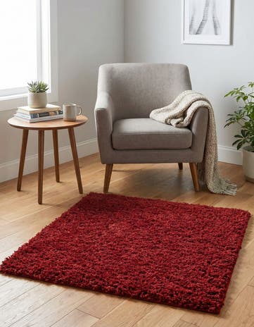 Cherry Red Everyday Shag Square Rug