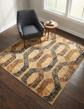 Beige Cream Saturn Square Rug