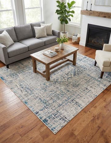 Ivory and Blue Finsbury Square Rug