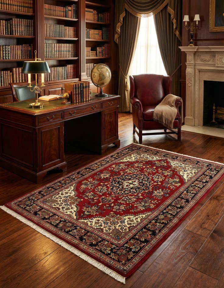 Detail image of 3' 6 x 5' 3 Hand Knotted Qom Persian Rug