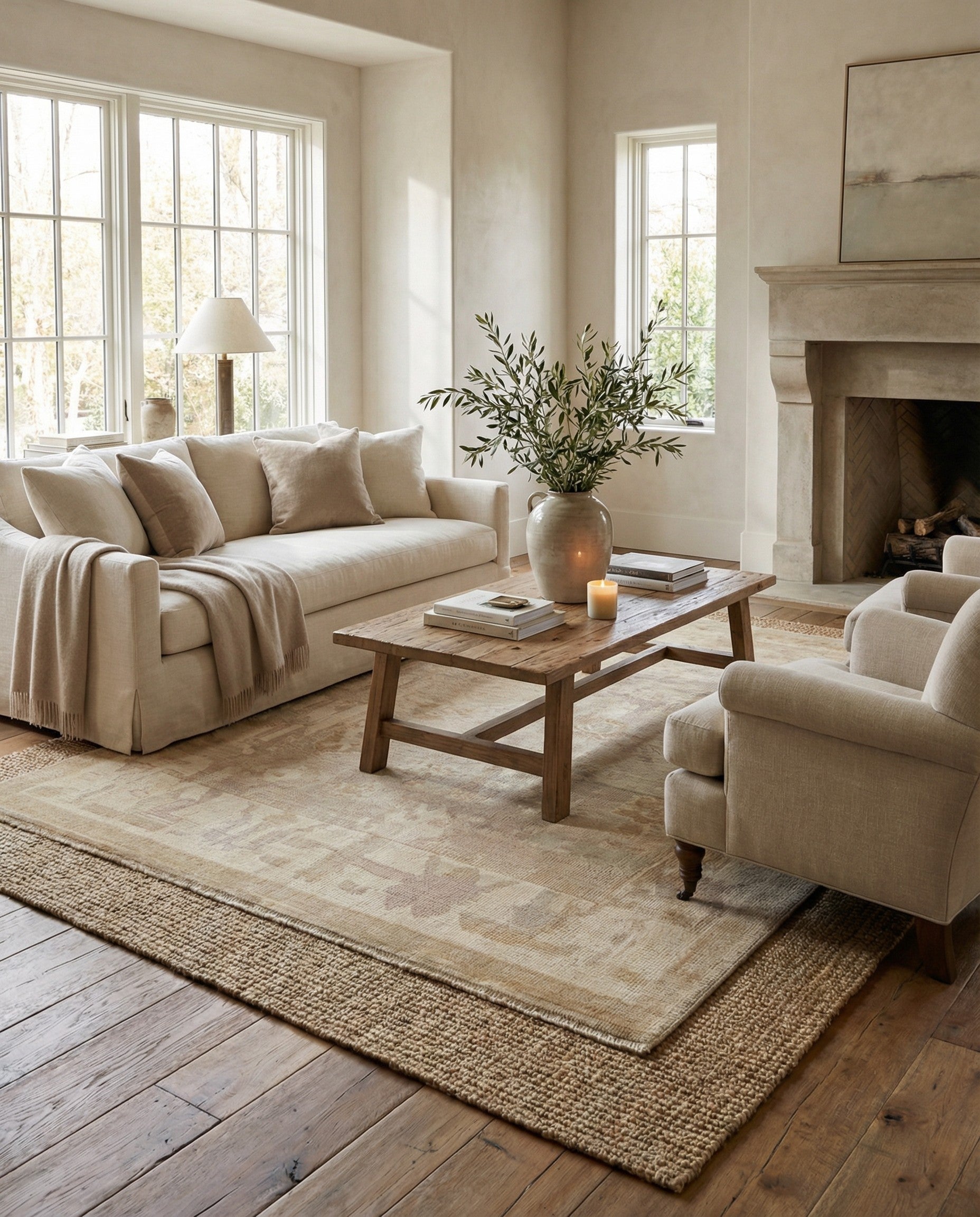 5' 3 x 7' 7 Hand Knotted Oushak Wool Rug