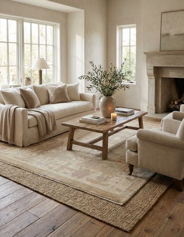 5' 3 x 7' 7 Hand Knotted Oushak Wool Rug