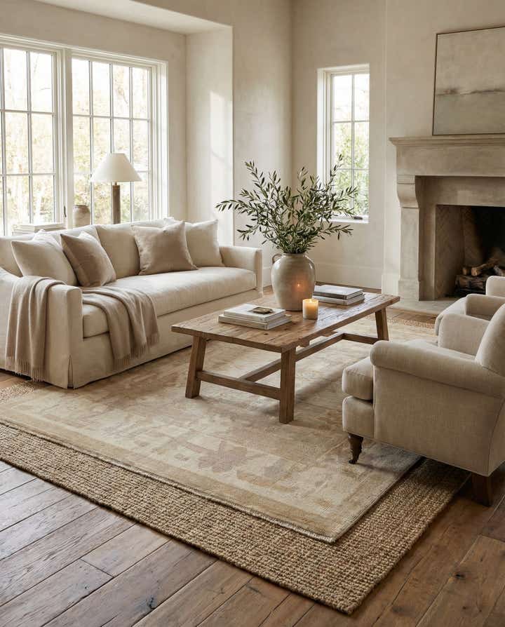 5' 3 x 7' 7 Hand Knotted Oushak Wool Rug