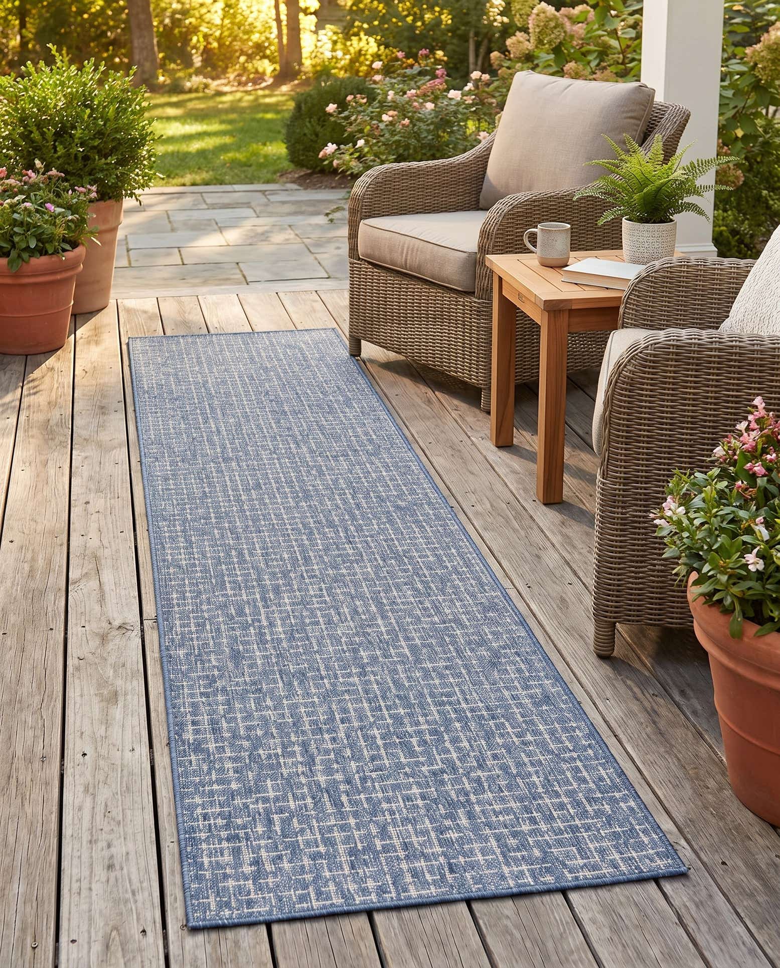 2' x 8' Easy-Clean Checkered Indoor / Outdoor Runner Rug