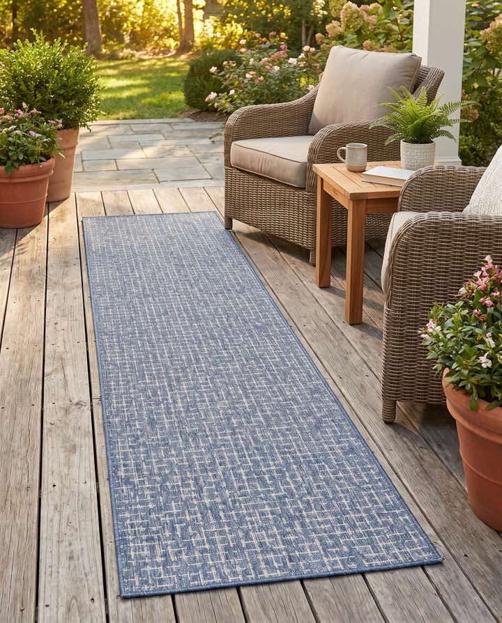 2' x 8' Easy-Clean Checkered Indoor / Outdoor Runner Rug