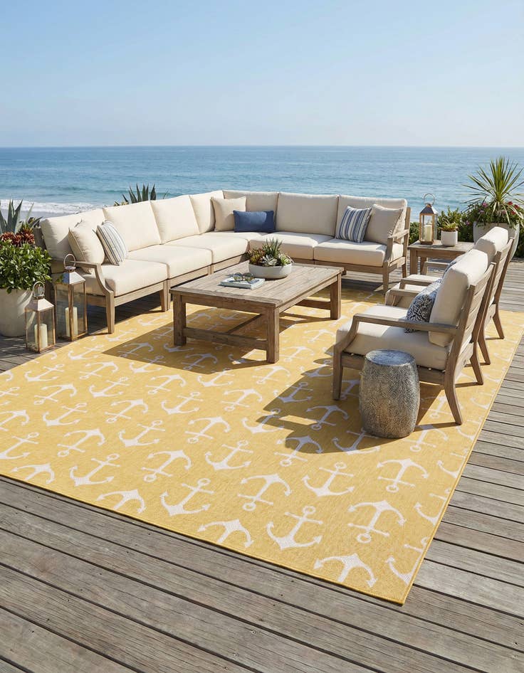 Detail image of 13' x 13'  Washable Coastal Indoor / Outdoor Square Rug