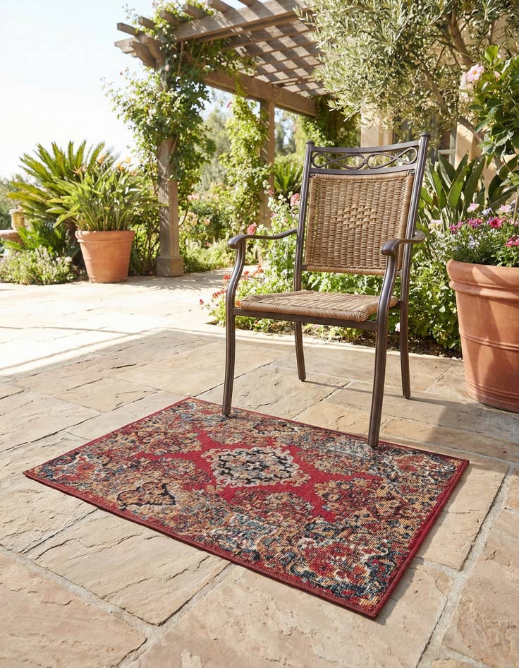 Detail image of 2' x 3' Easy-Clean Traditional Indoor / Outdoor Rug