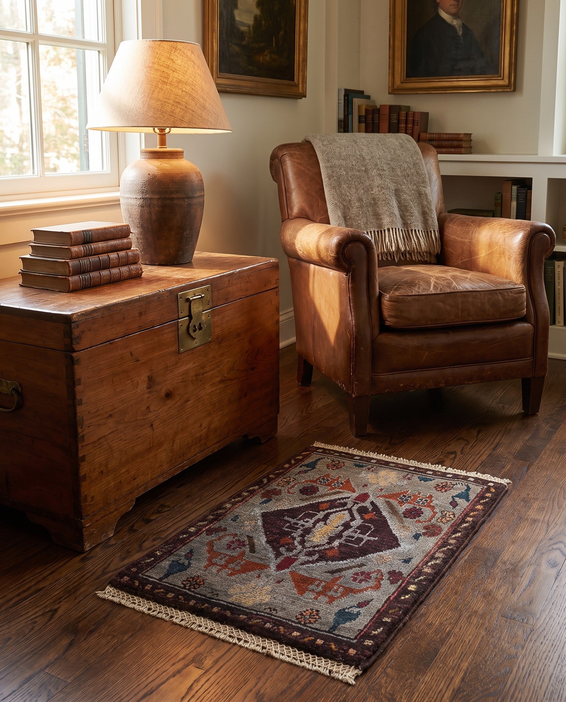 1' 4 x 2' Hand Knotted Ziegler Rug