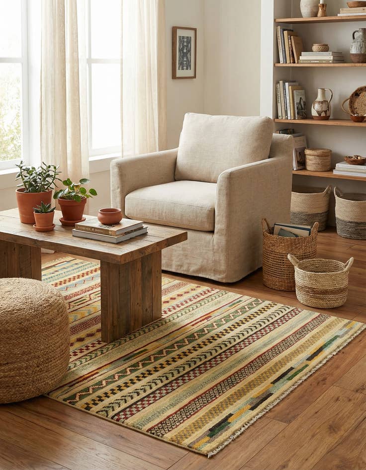 Detail image of 2' 9 x 4' Hand Knotted Modern Ziegler Rug