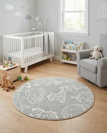  3' 3 x 3' 3 Animals Whimsy Kids Round Rug