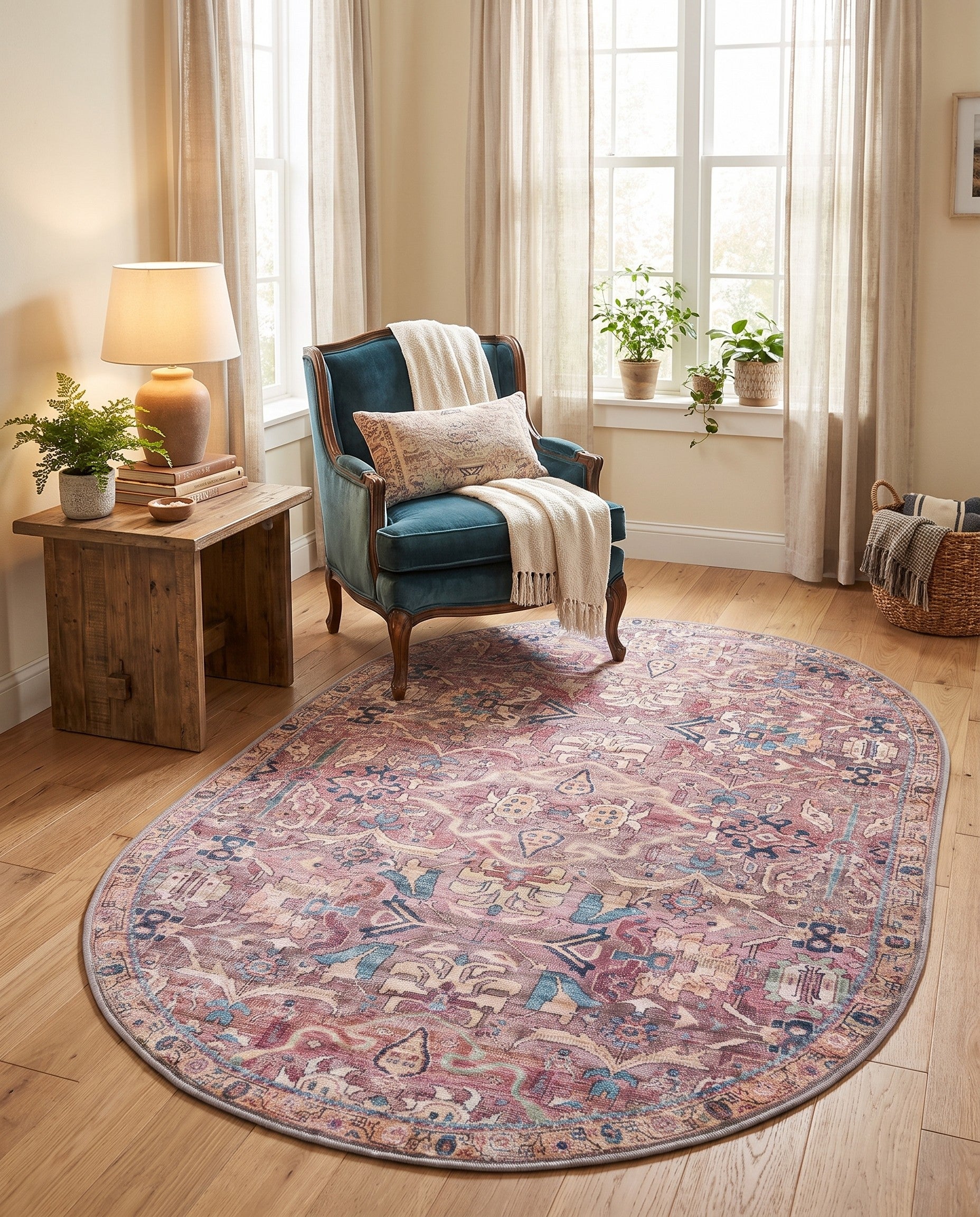 4' x 6' Washable Nostalgia Oval Rug