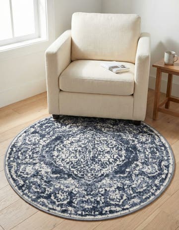 Blue Oxford Round Rug