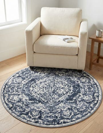 Blue Oxford Round Rug
