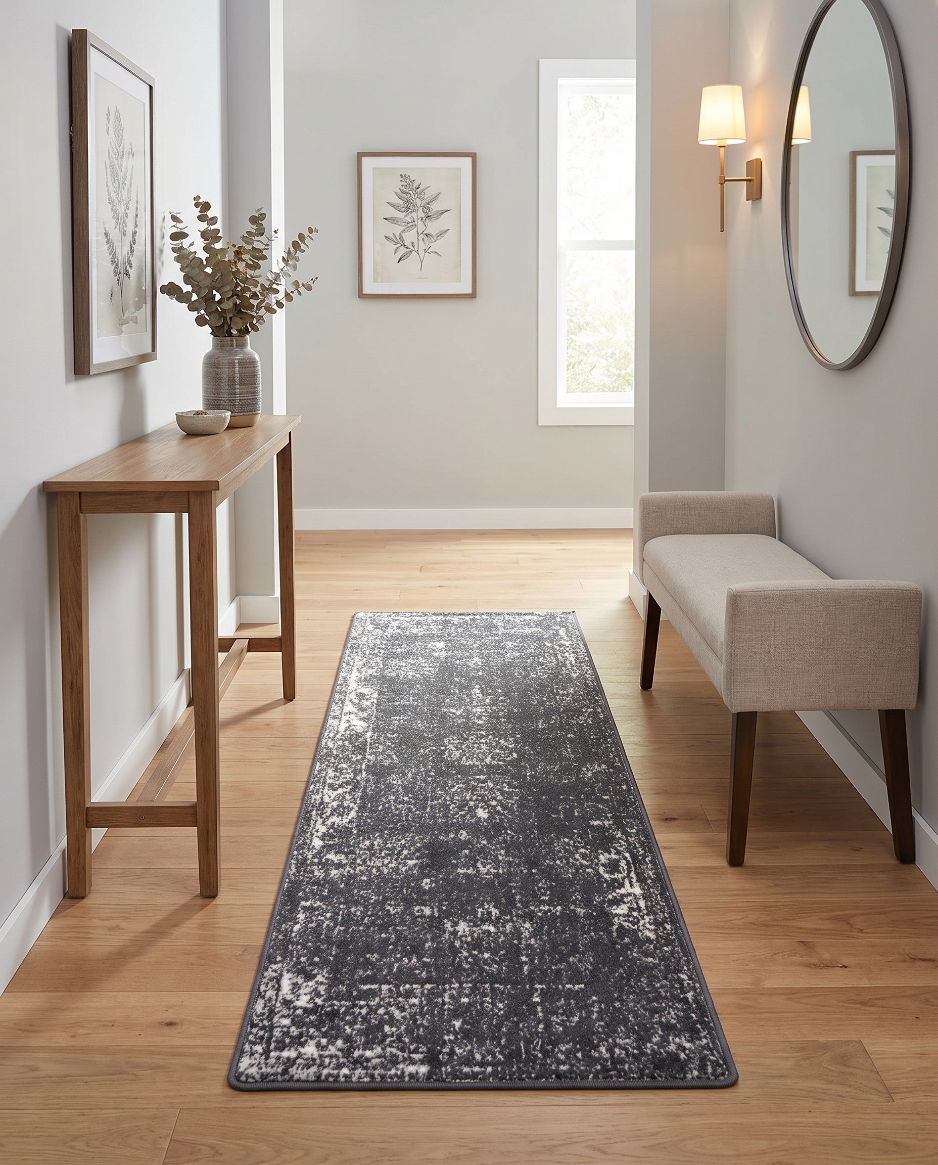 Slate Blue and Ivory Monaco Runner Rug